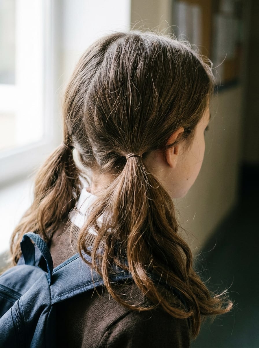 Zwei tiefe Zöpfe - Schulfrisur für Mädchen